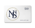 Digital gift card with a logo and value of $10 on a white background