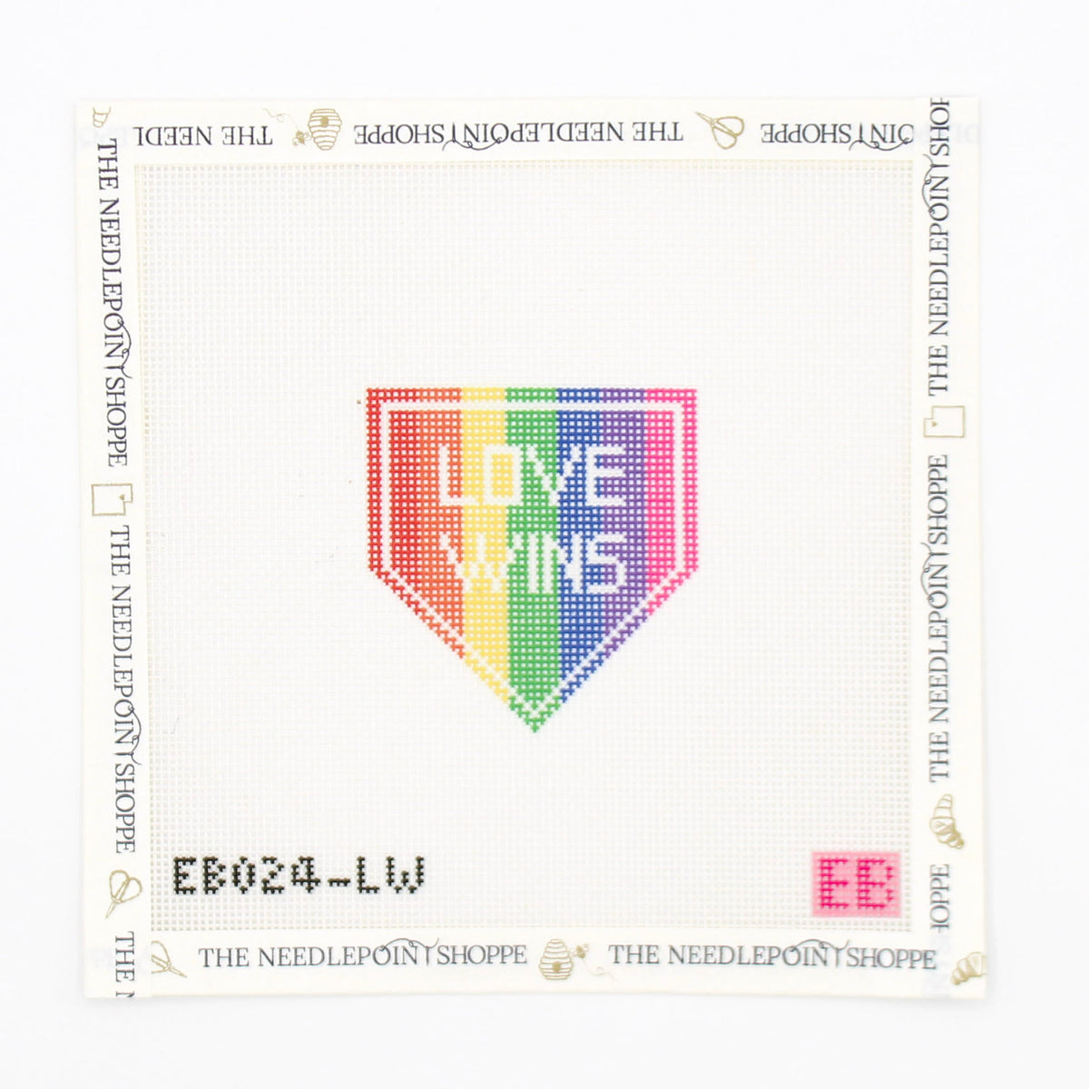 Love Wins Pride Bag Charm Needlepoint Canvas