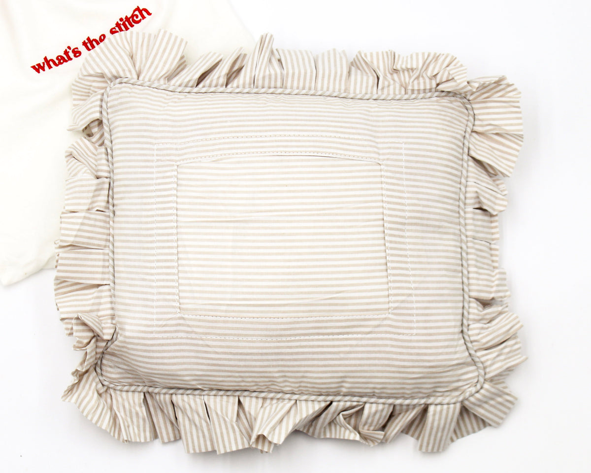 What’s The Stitch Neutral Stripe Self-Finishing Pillow