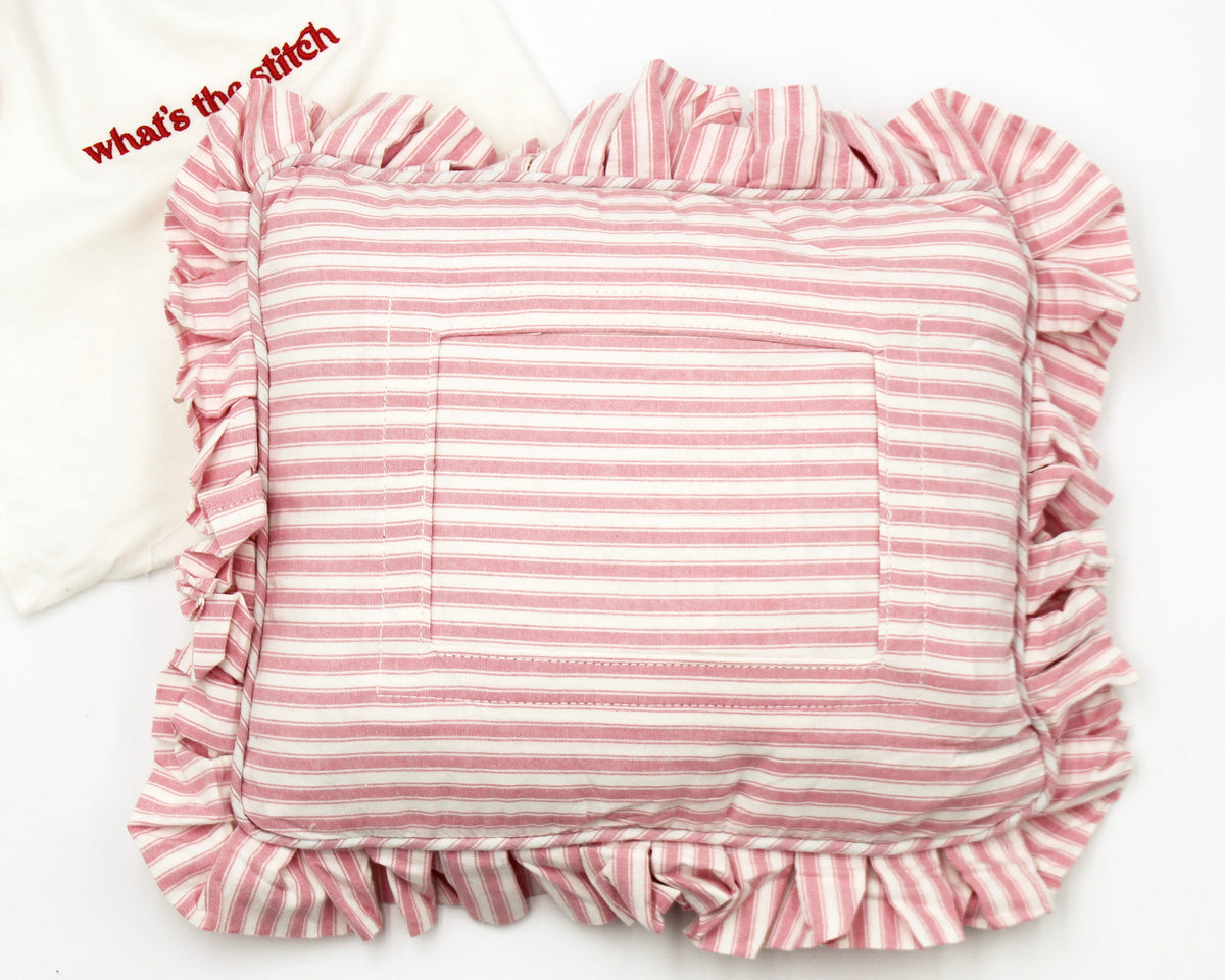 What’s The Stitch Pink Double Stripe Self-Finishing Pillow