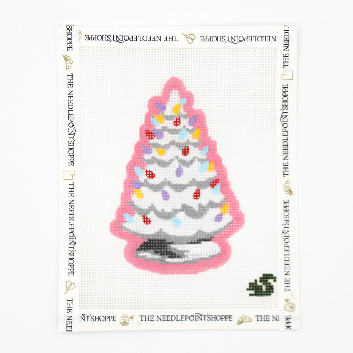 Grandmas White Christmas Tree Needlepoint Canvas