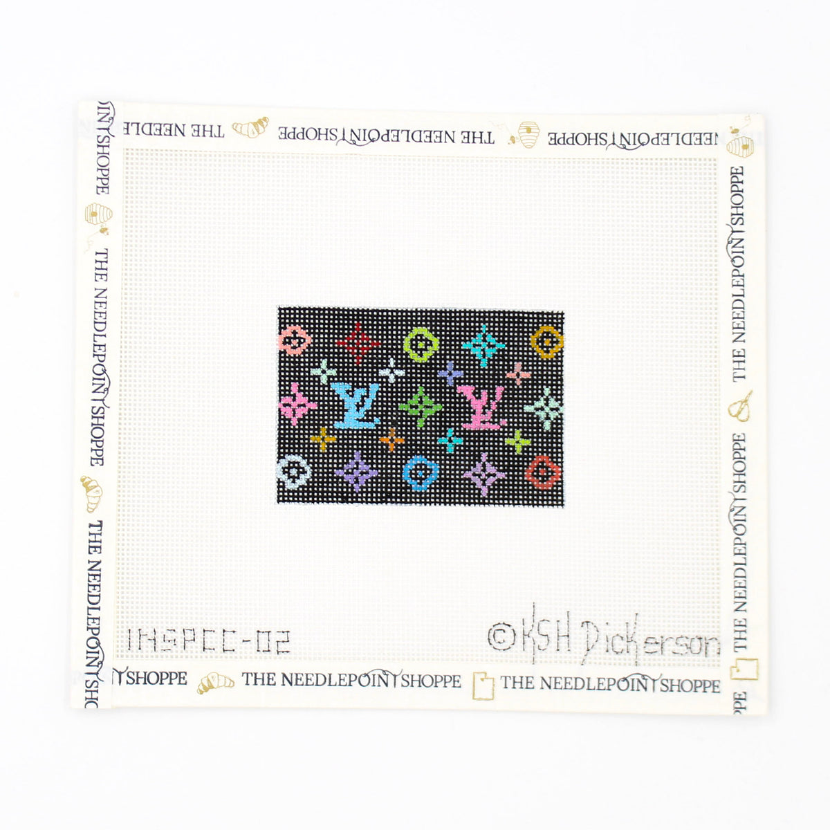 LV multi on Black Needlepoint Canvas