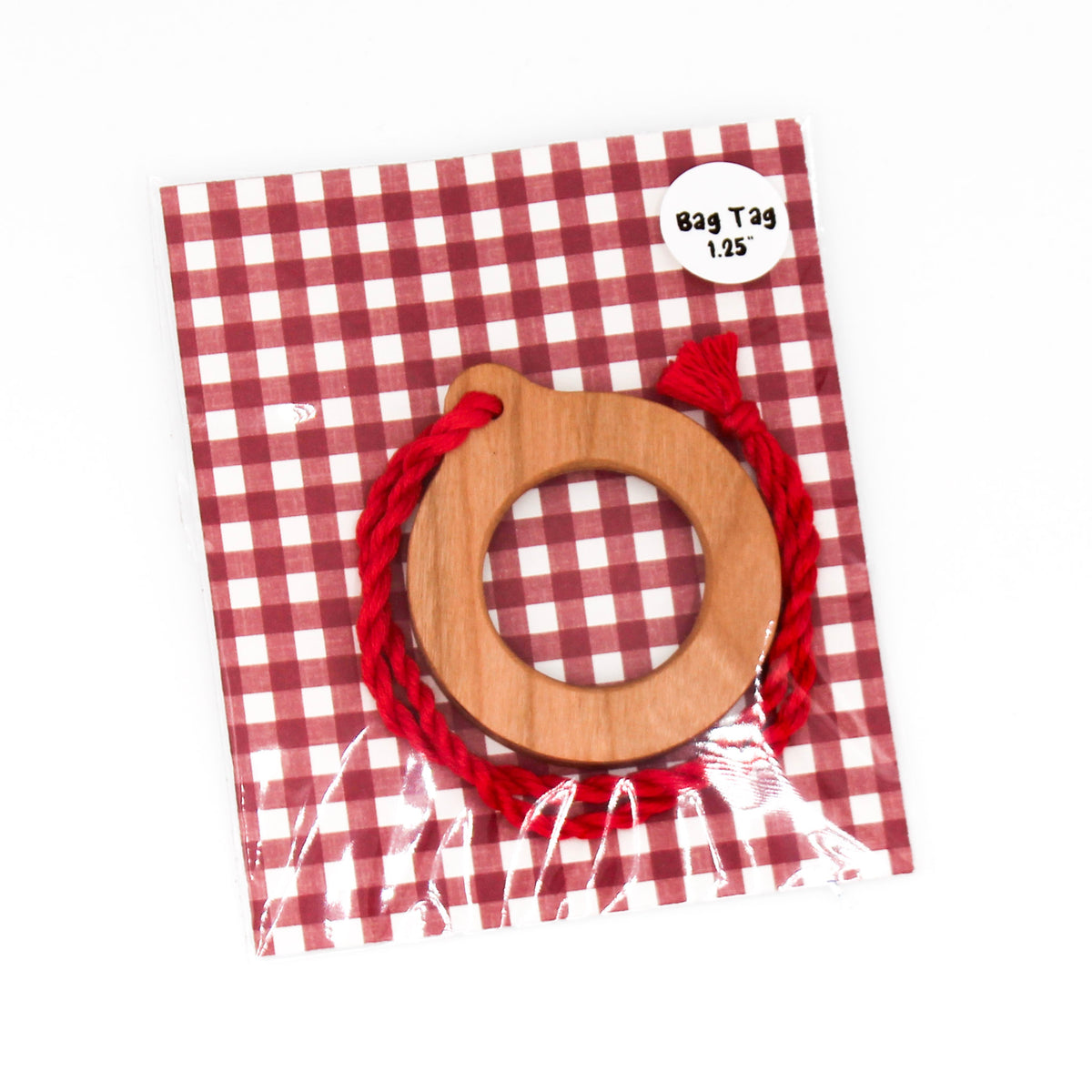 Cherry Wood Bag Tag | Self Finishing | Fits 1.25" Canvas