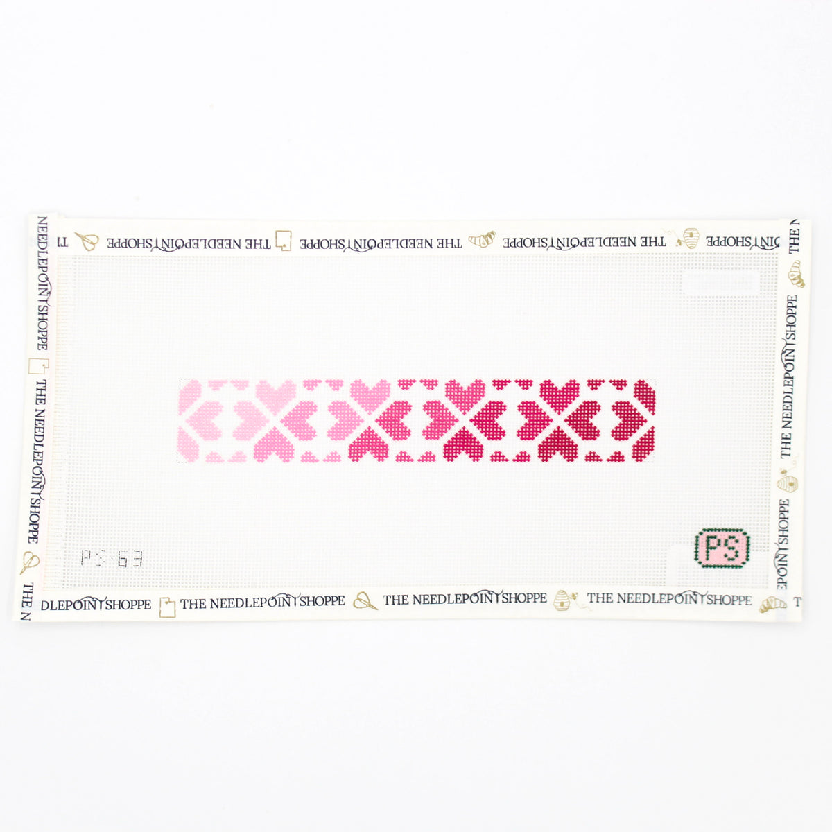 Ombre Heart Floral Key Fob Pink Needlepoint Canvas