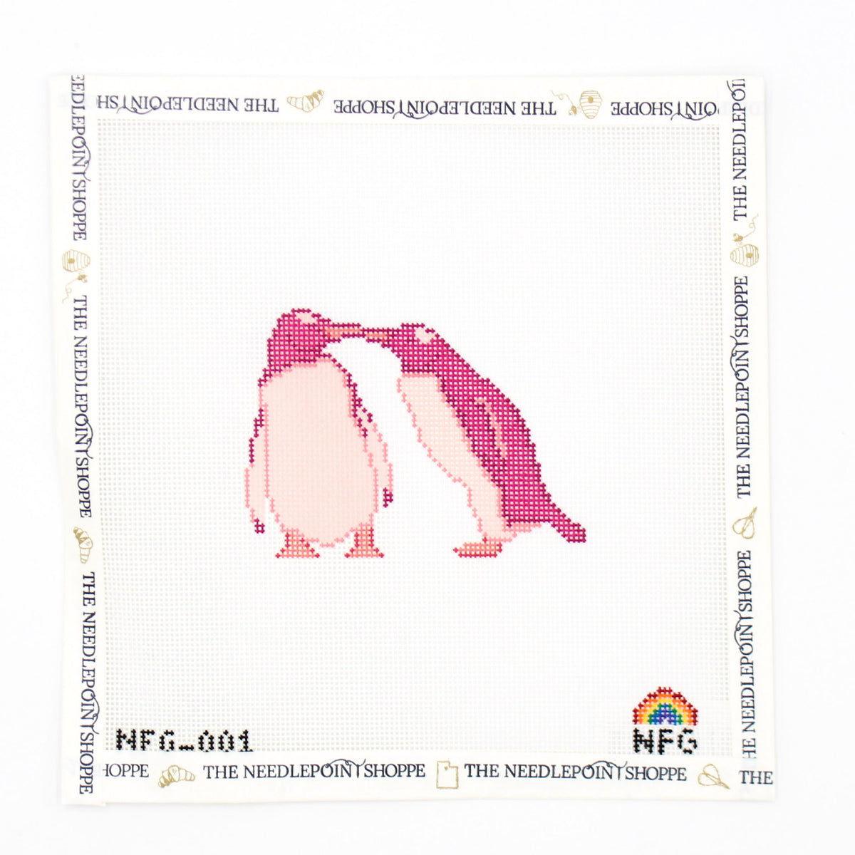 Kissing Penguins Valentines Needlepoint Canvas