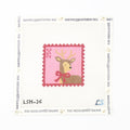 Holiday Pink Deer Postage Stamp Needlepoint Canvas