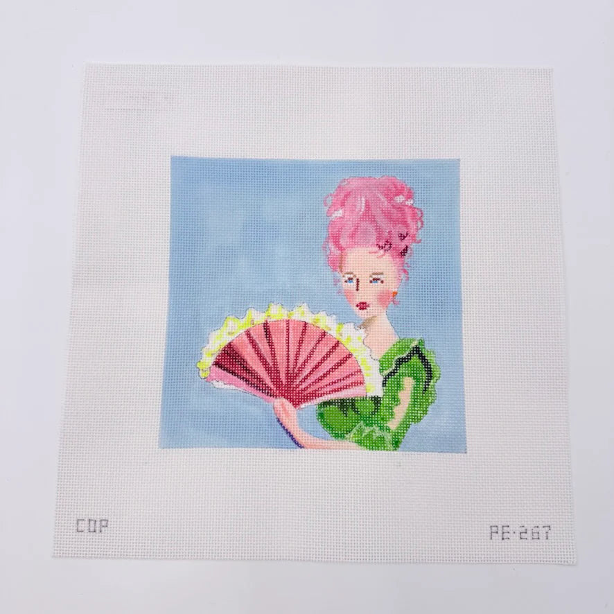PE267- Pink Haired Woman with Fan