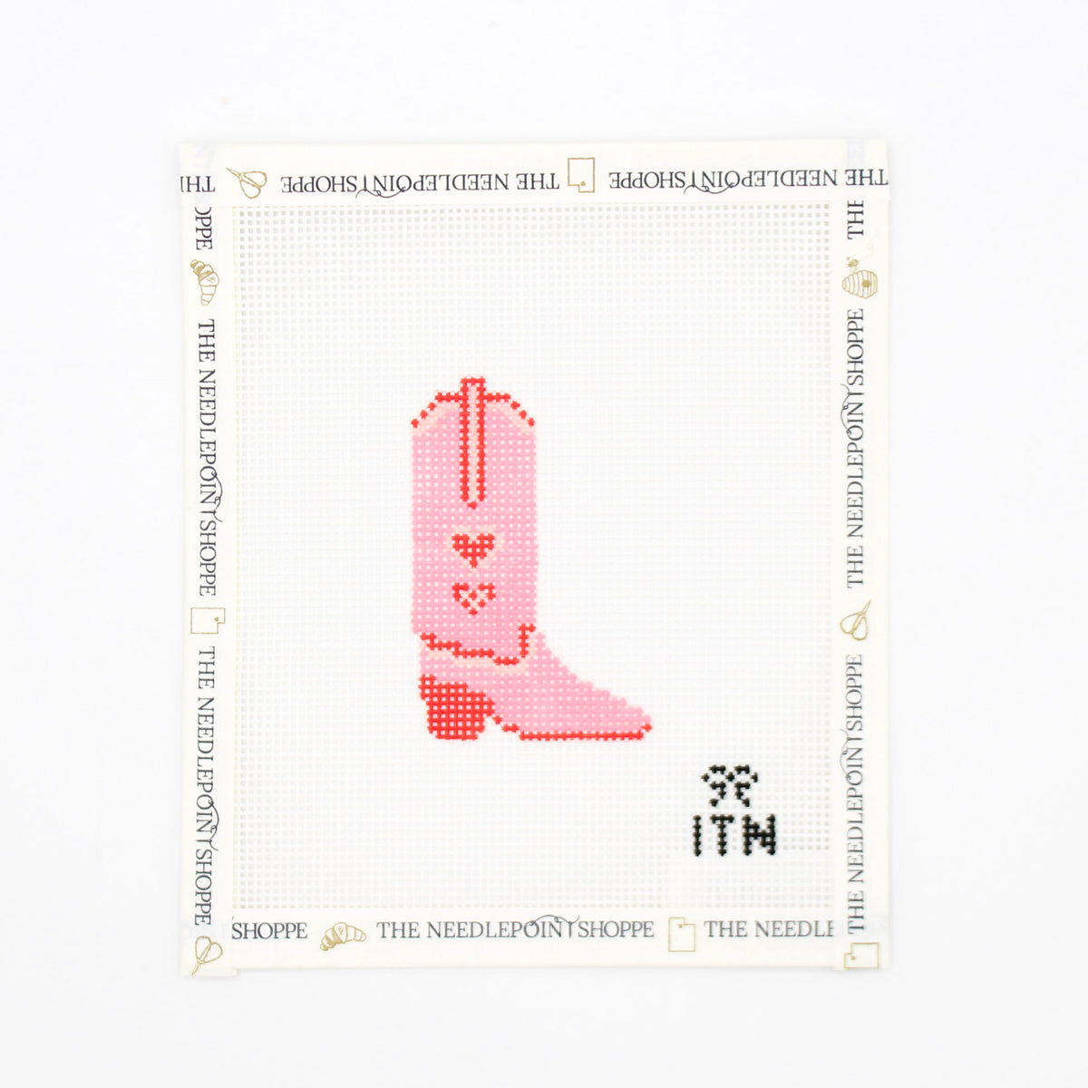 Heart Cowgirl Boot Needlepoint Canvas