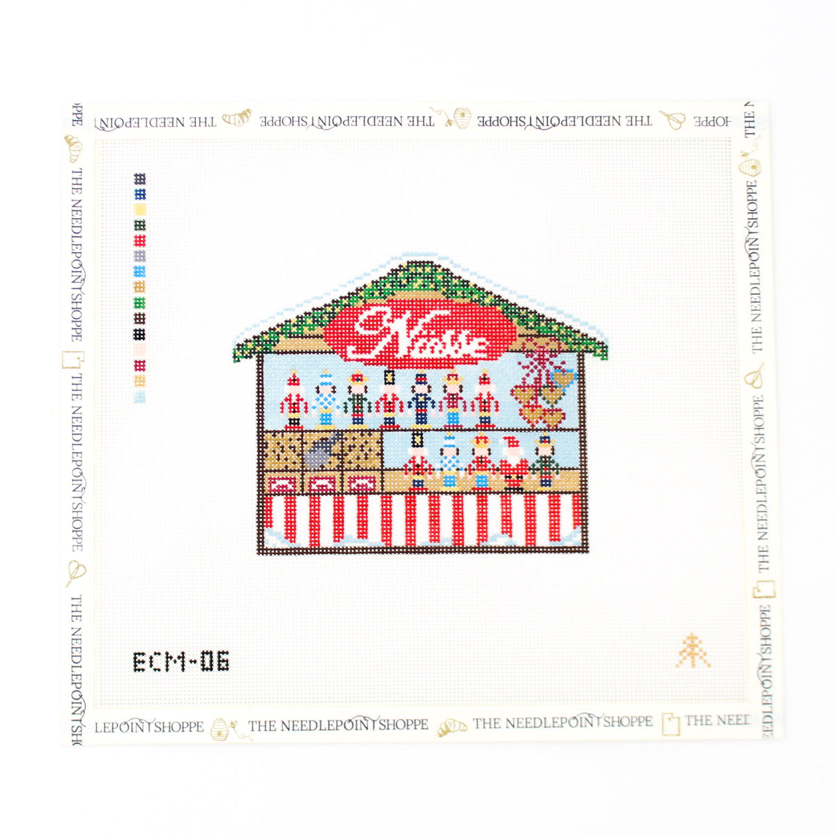European Christmas Market Nusse (Nutcracker) Stall Needlepoint Canvas 18 Mesh