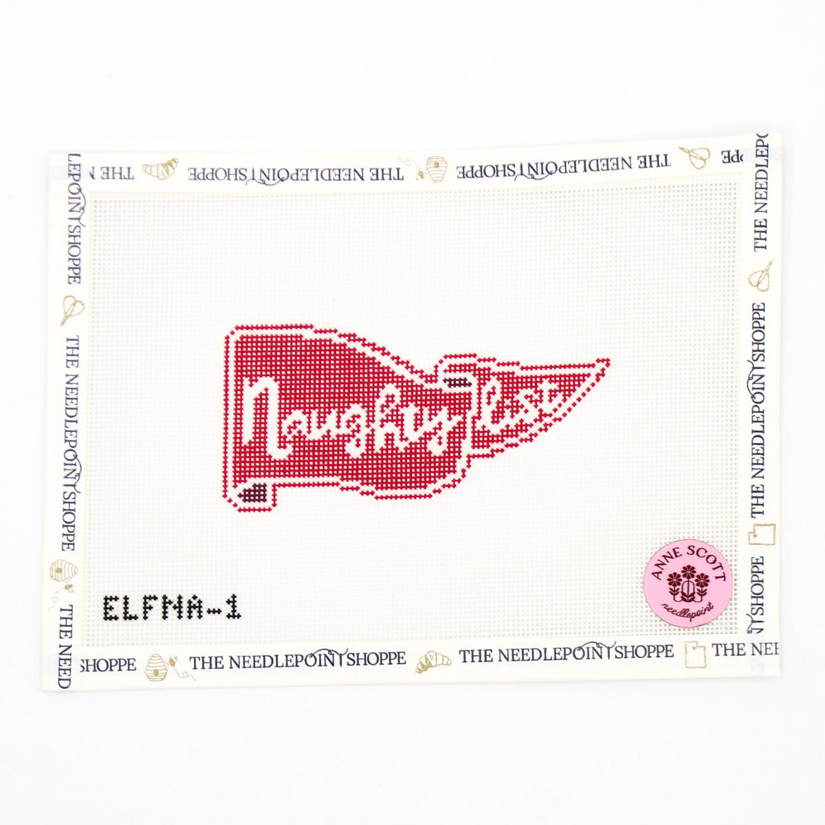 Elf Pennant Naughty List Needlepoint Canvas