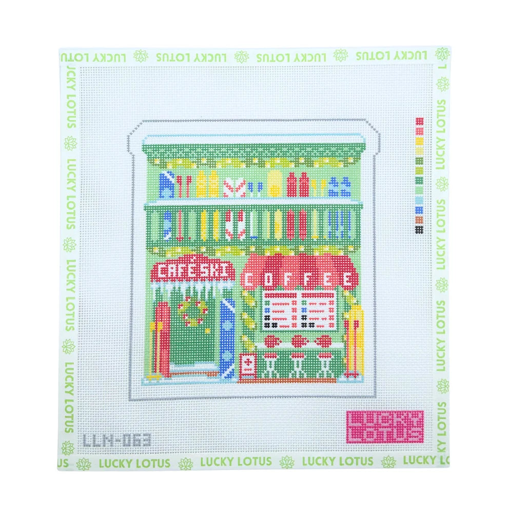 Ski Coffee Shop Christmas Village Needlepoint Canvas