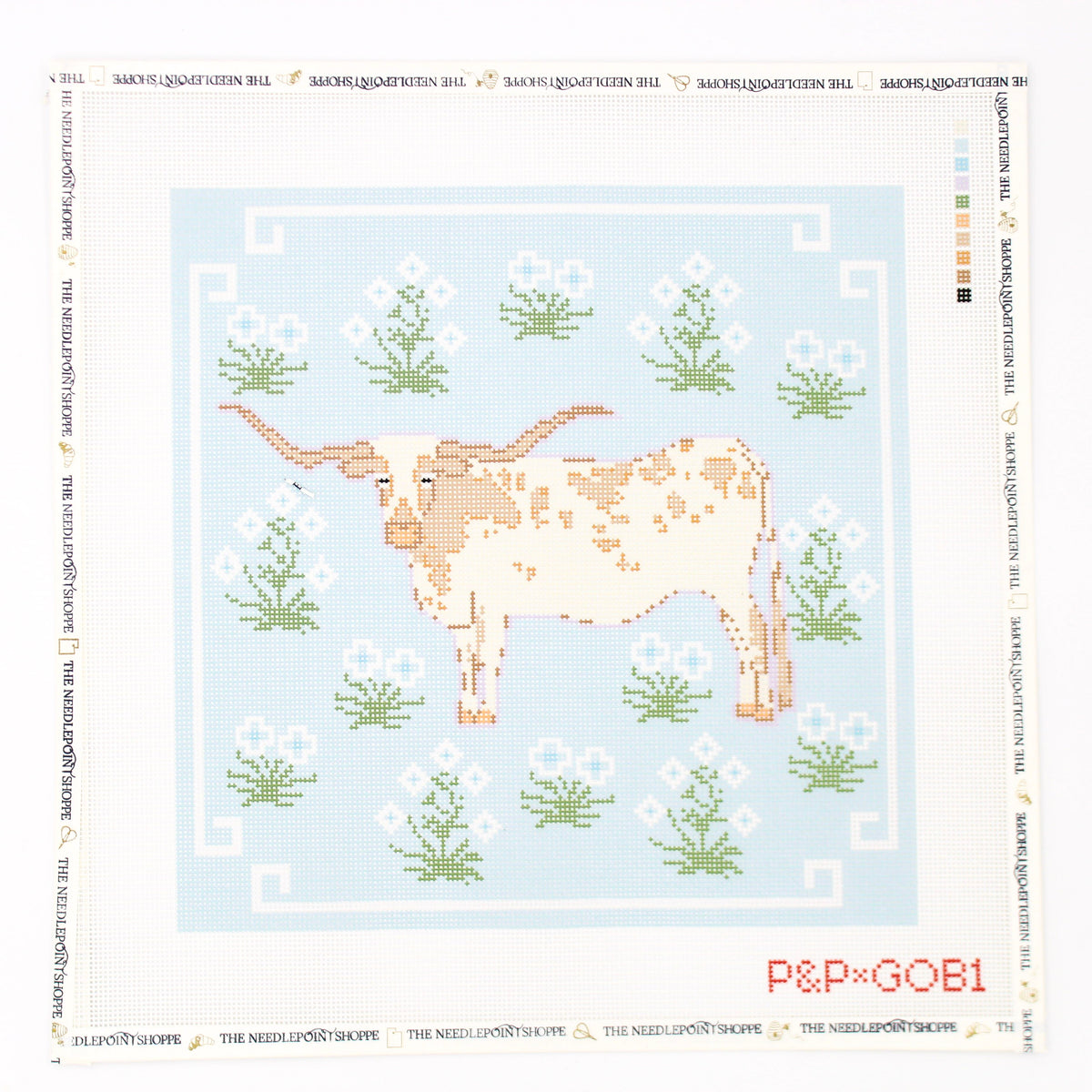 Longhorn Pillow Needlepoint Canvas