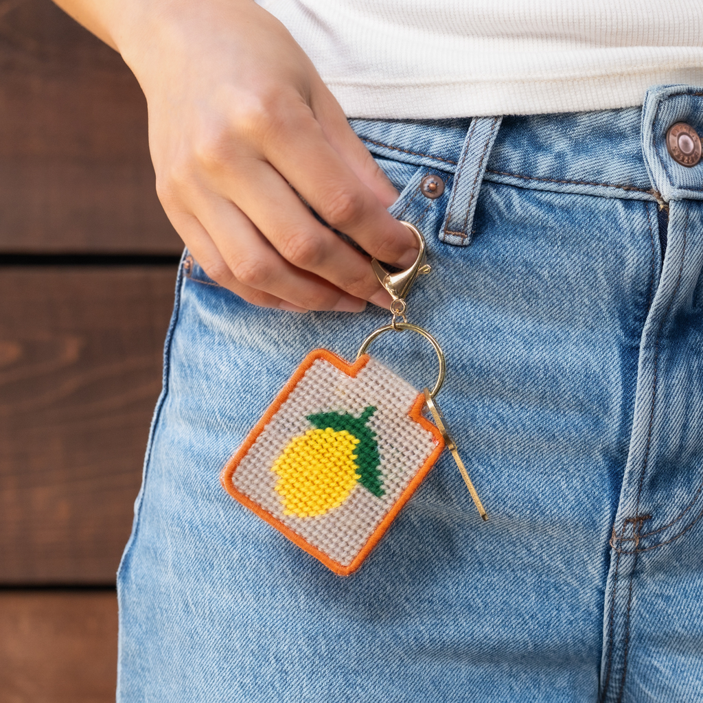 Lemon Needlepoint Keychain Kit