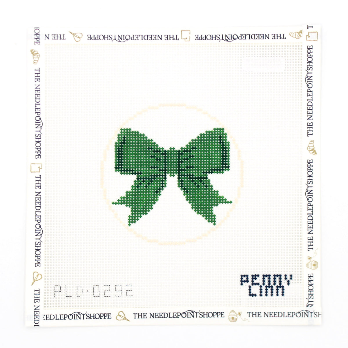 Beginner Bow Green Needlepoint Canvas
