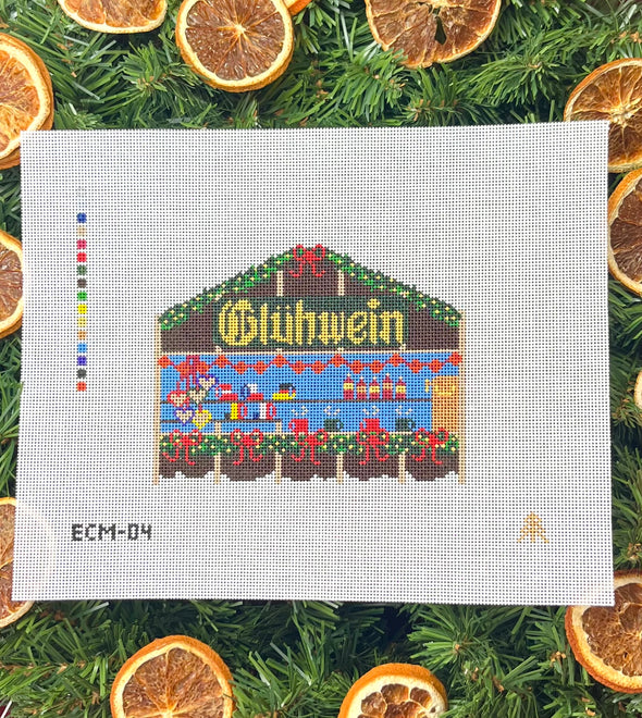 European Christmas Market Gluhwein Stall Needlepoint Canvas