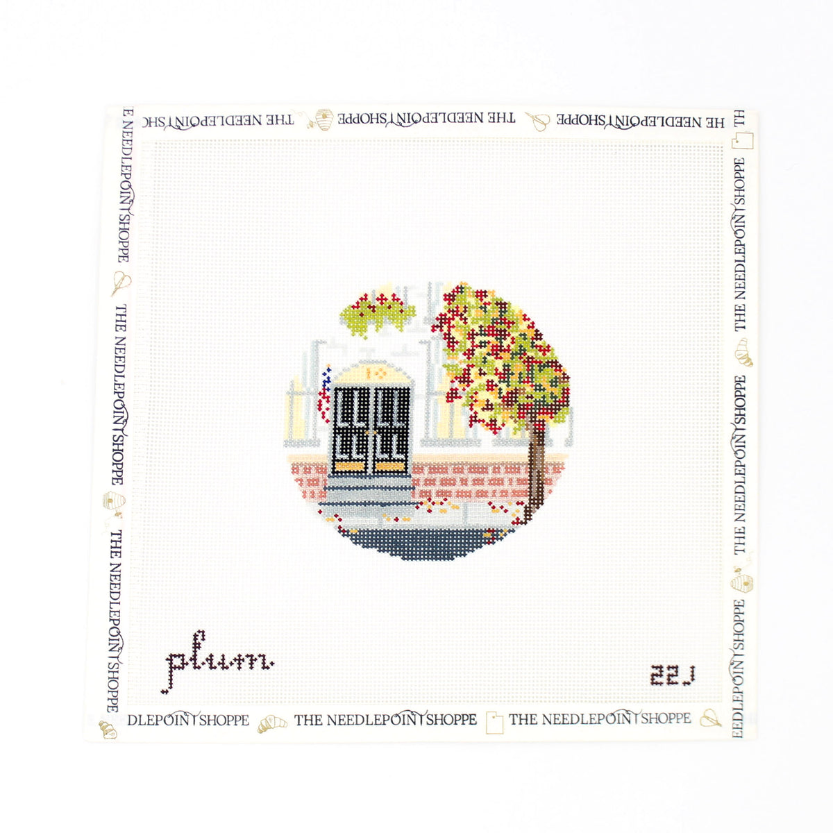 Brownstone in Autumn Needlepoint Canvas