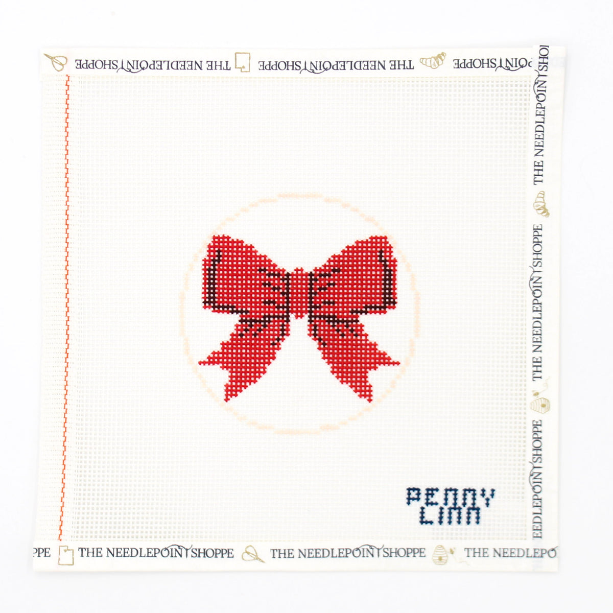 Beginner Bow Red Needlepoint Canvas