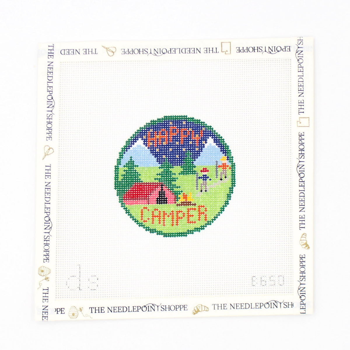 Happy Camper Badge Needlepoint Canvas