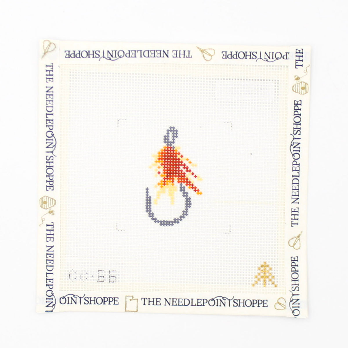 Fly Fishing Hook Lure Needlepoint Canvas Insert for Can Cozy