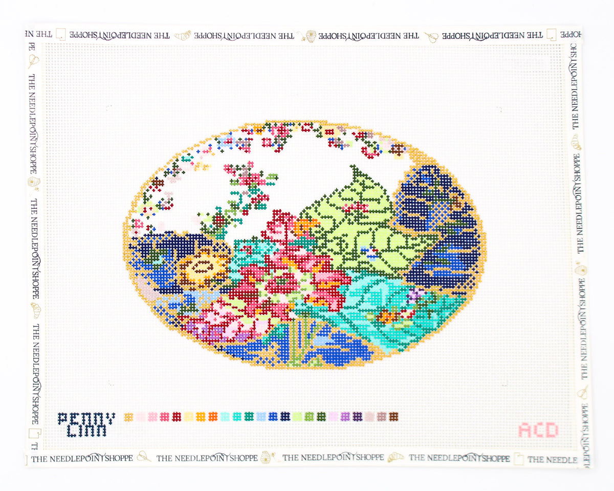 Tobacco Leaf Oval Needlepoint Canvas