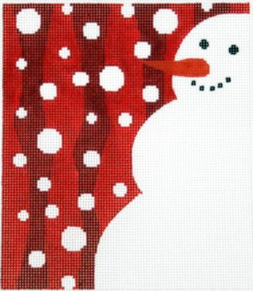 Snowman on Red Needlepoint Canvas