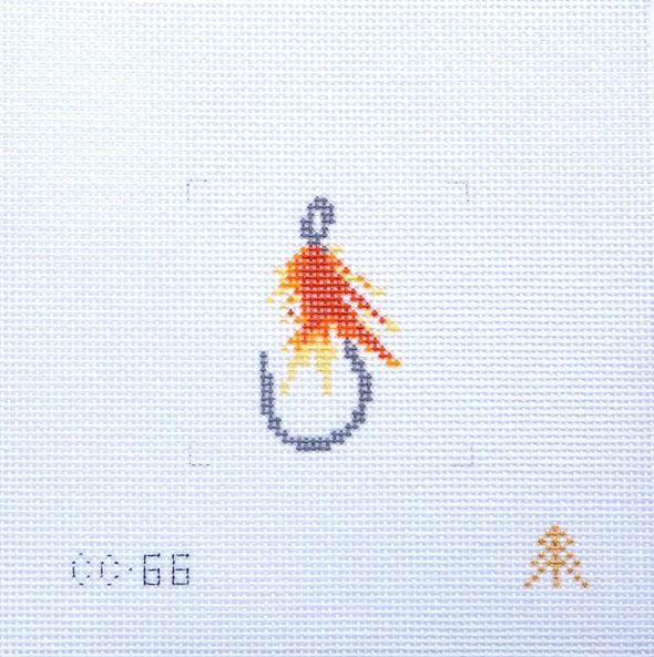 Fly Fishing Hook Lure Needlepoint Canvas Insert for Can Cozy