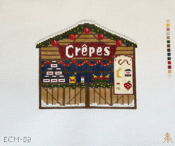European Christmas Market Crepes Stall Needlepoint Canvas