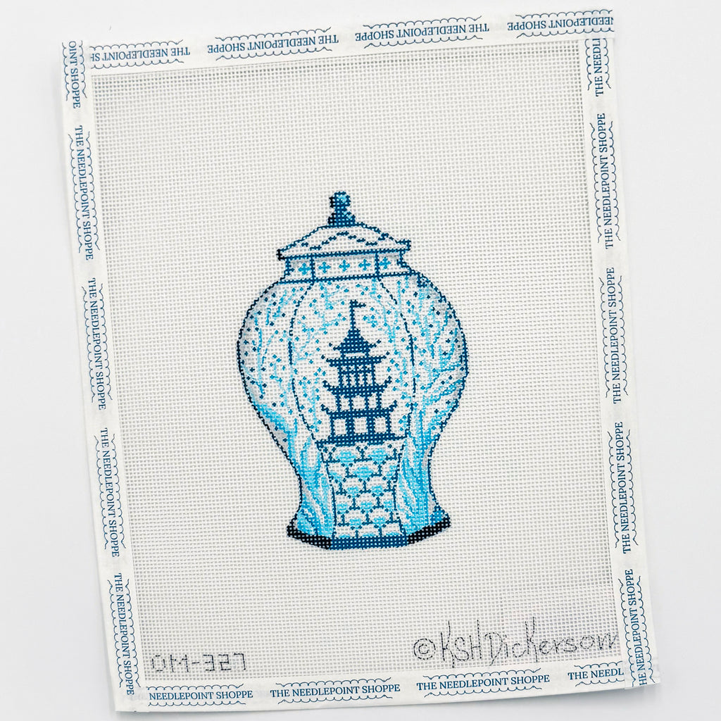 Kate Dickerson Mini Chinoiserie Pot - Blue Pagoda w/ Vines