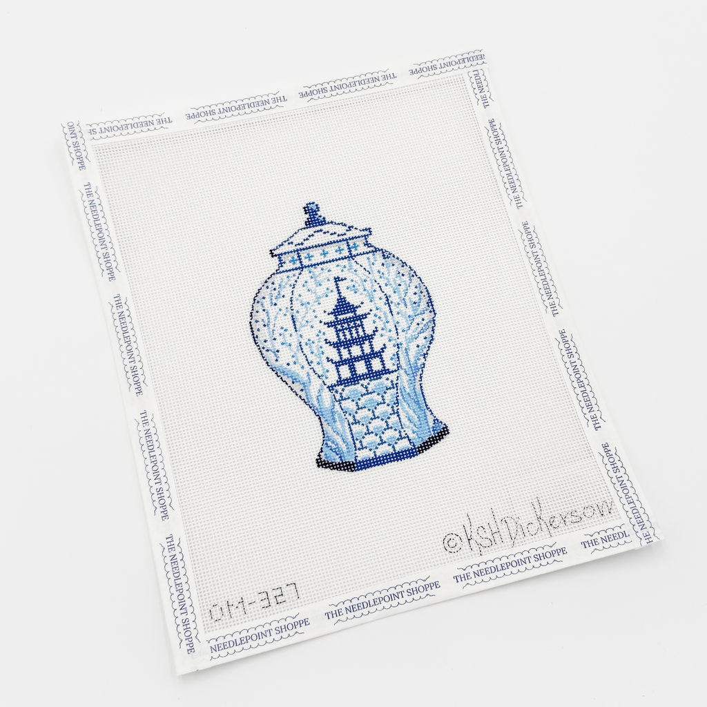 Kate Dickerson Mini Chinoiserie Pot - Blue Pagoda w/ Vines