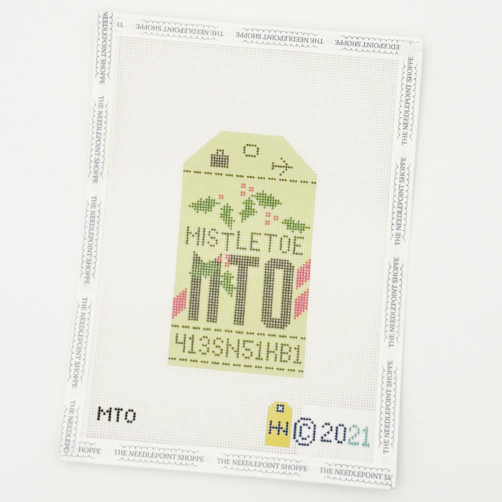 Mistletoe Vintage Travel Tag Canvas