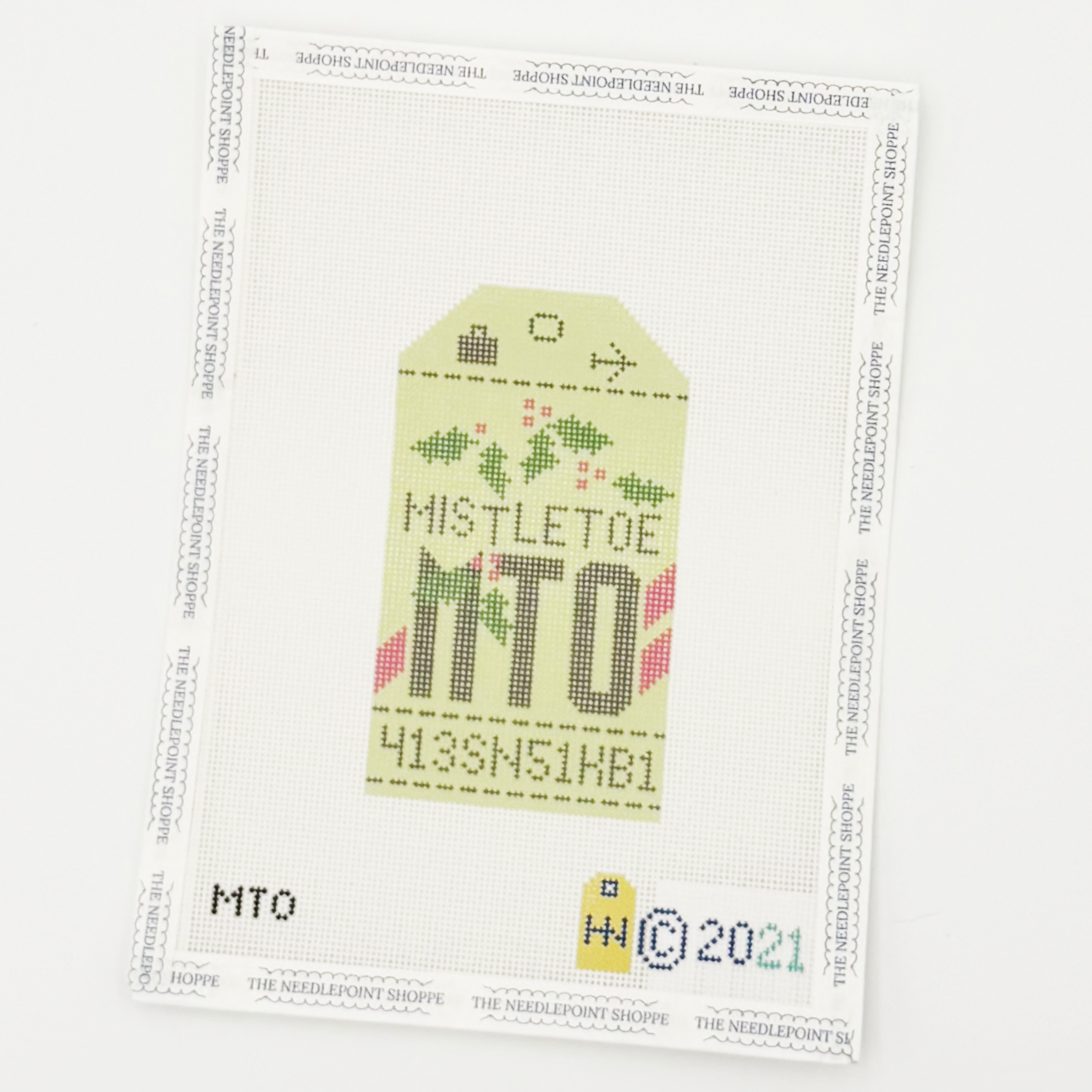 Mistletoe Vintage Travel Tag Canvas