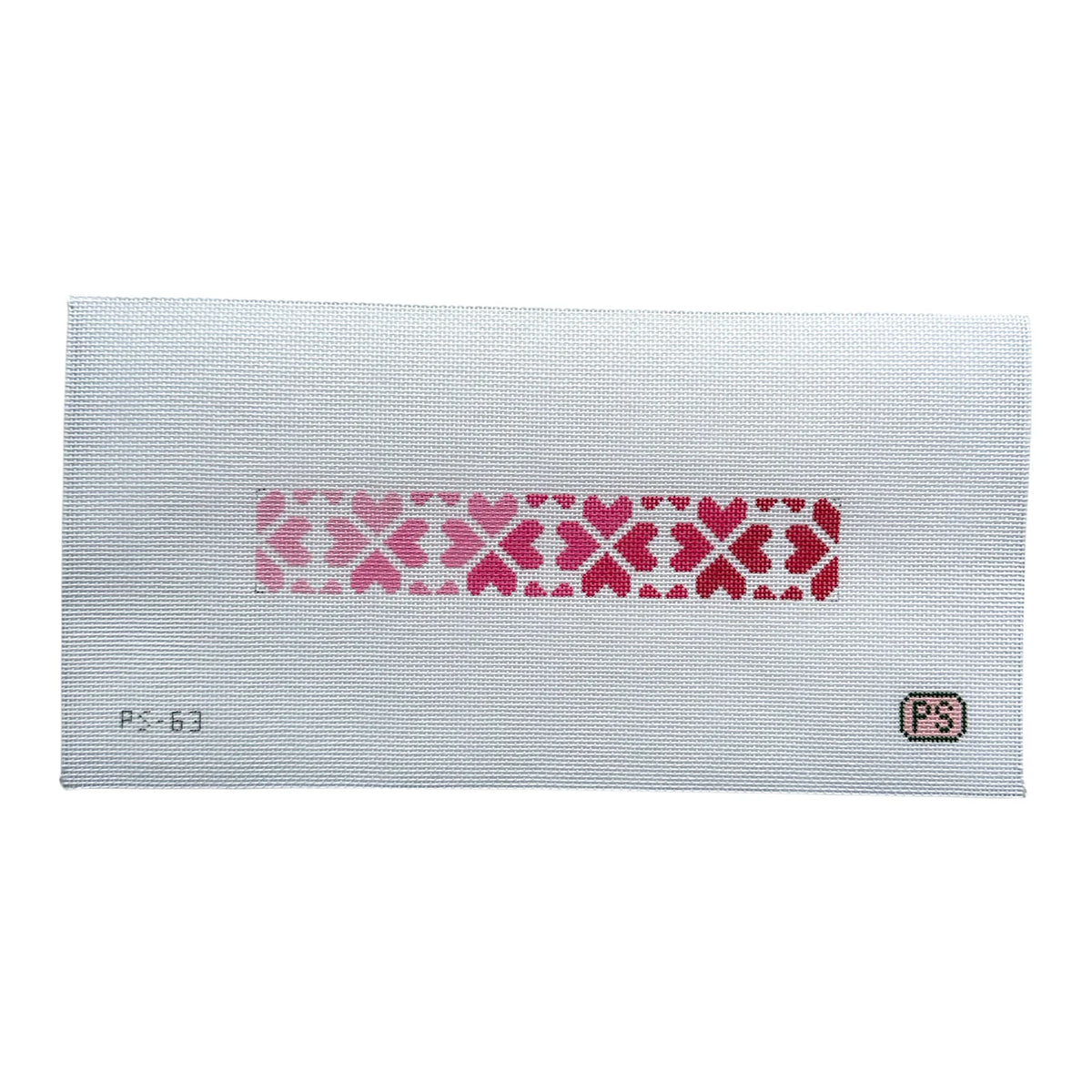 Ombre Heart Floral Key Fob Pink Needlepoint Canvas