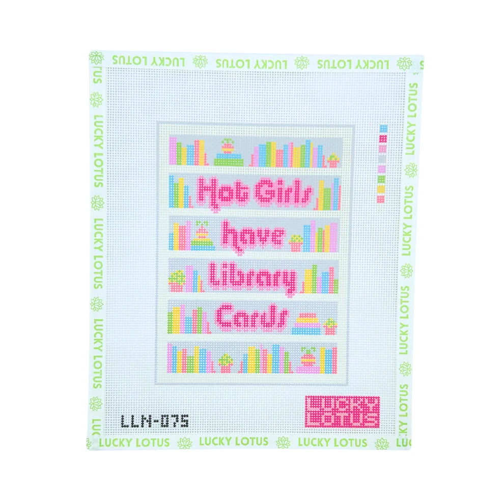 Hot Girls Have Library Cards Needlepoint Canvas