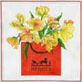 Parrot Tulips in an Herme's Shopping Bag Needlepoint Canvas