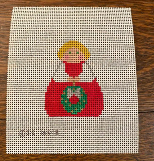 Red Angel with Green Wreath and Bow