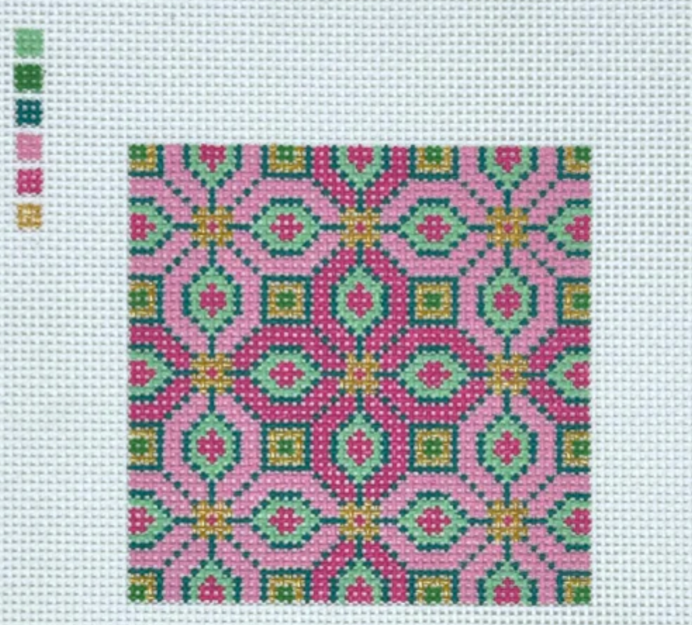 Classic Tile 4" 13 Pink Green