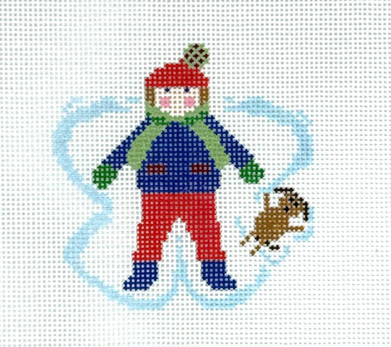 Snow Angel Boy with Dog