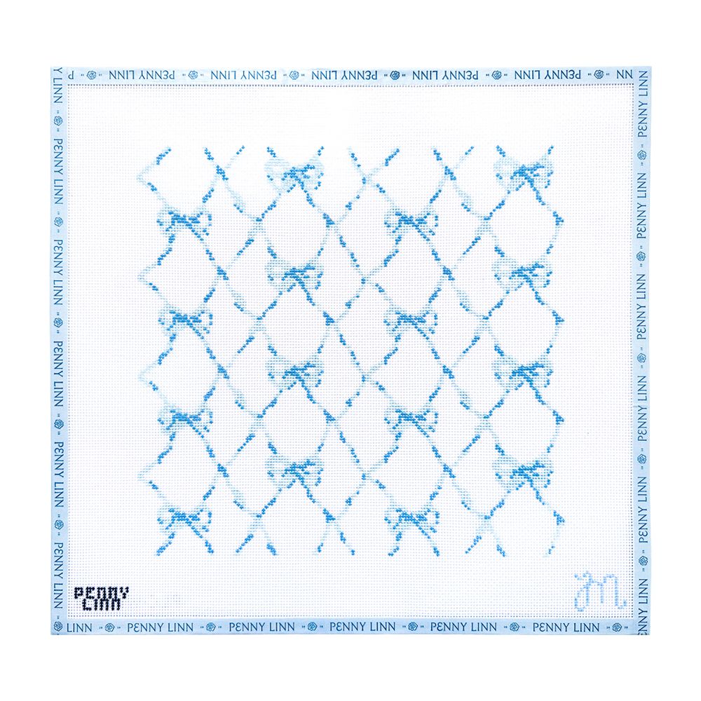 Bow Lattice (Blue) Needlepoint Canvas