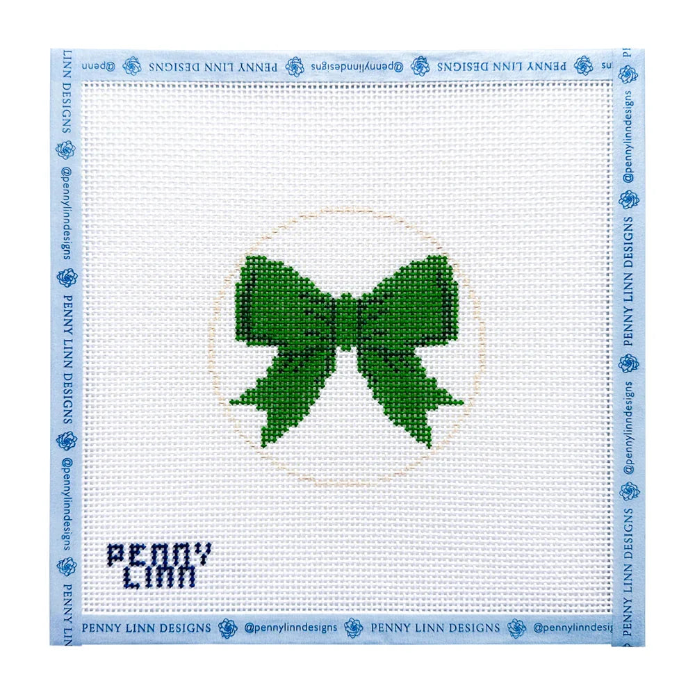 Beginner Bow Green Needlepoint Canvas