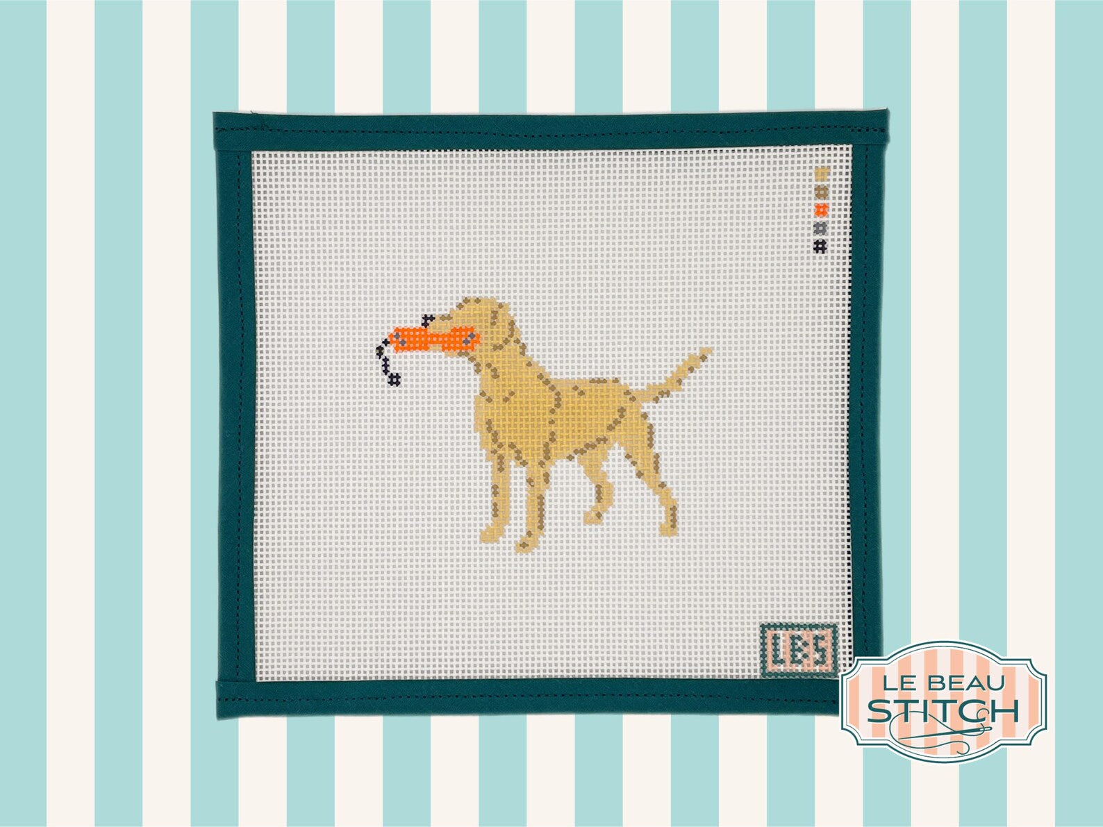 Yellow Labrador Retriever Dog and Bumper Needlepoint Canvas