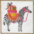 Party Animal Zebra with Gifts & Pink Harness Needlepoint Canvas