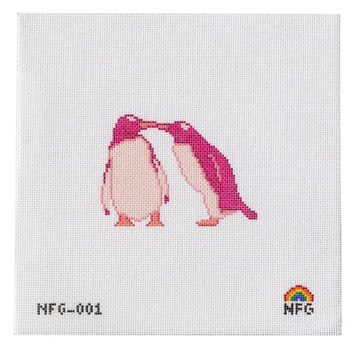 Kissing Penguins Valentines Needlepoint Canvas