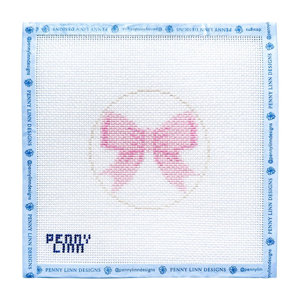 Beginner Bow Pink Needlepoint Canvas