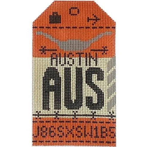 Austin Retro Travel Tag Canvas
