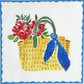 Kate Dickerson – Straw Bag w/Blue Scarf and Flowers