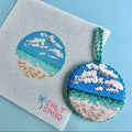 Beach Round Blue Needlepoint Canvas