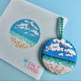 Beach Round Blue Needlepoint Canvas
