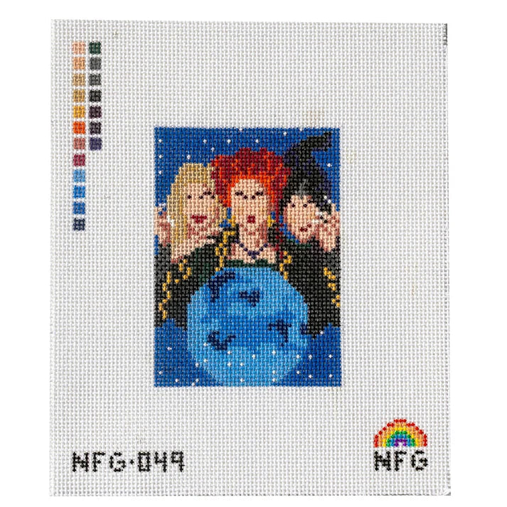 Witch Sisters Halloween Movie Poster Needlepoint Canvas